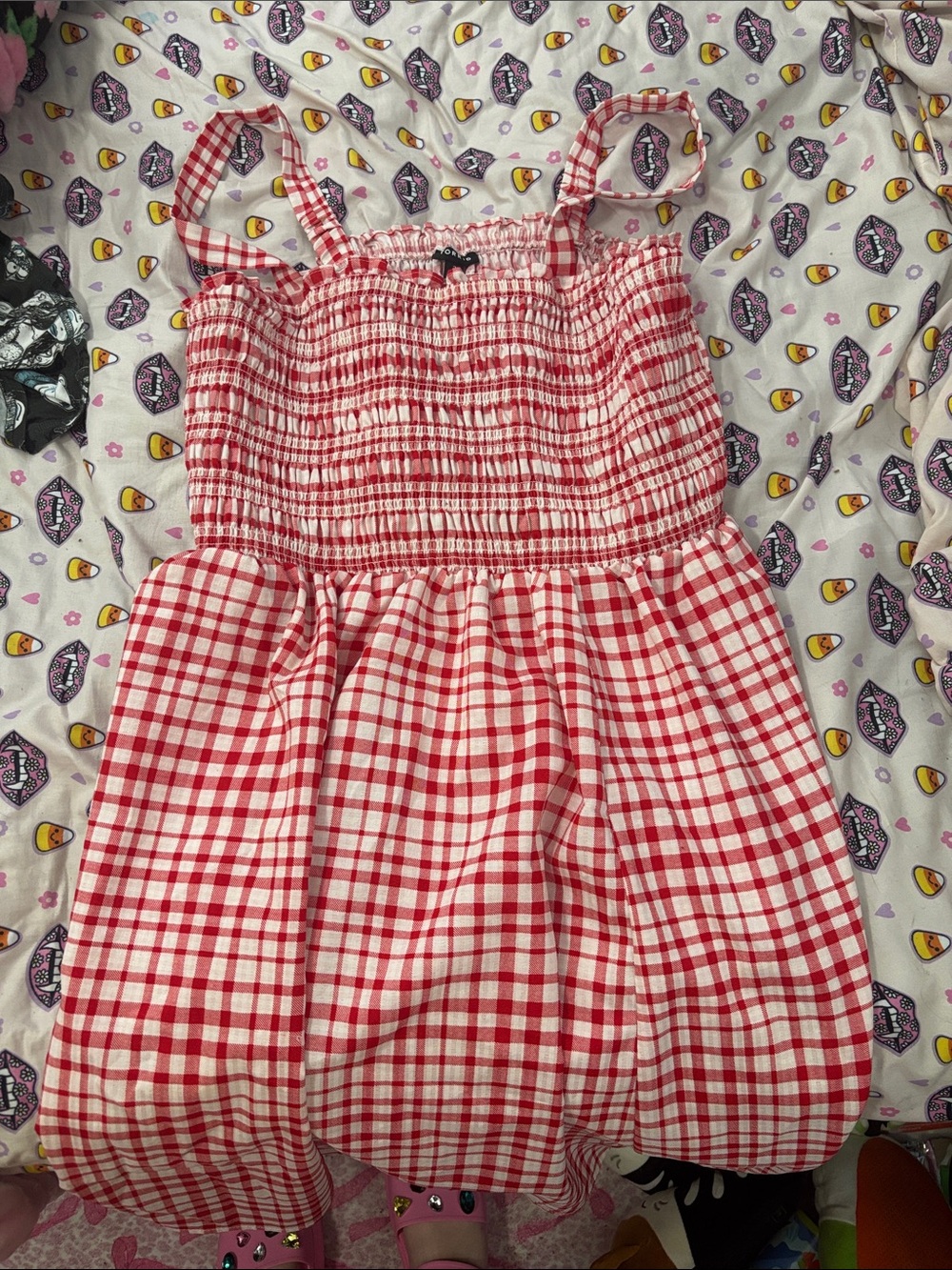 torrid Red and White Gingham Smocked Sundress